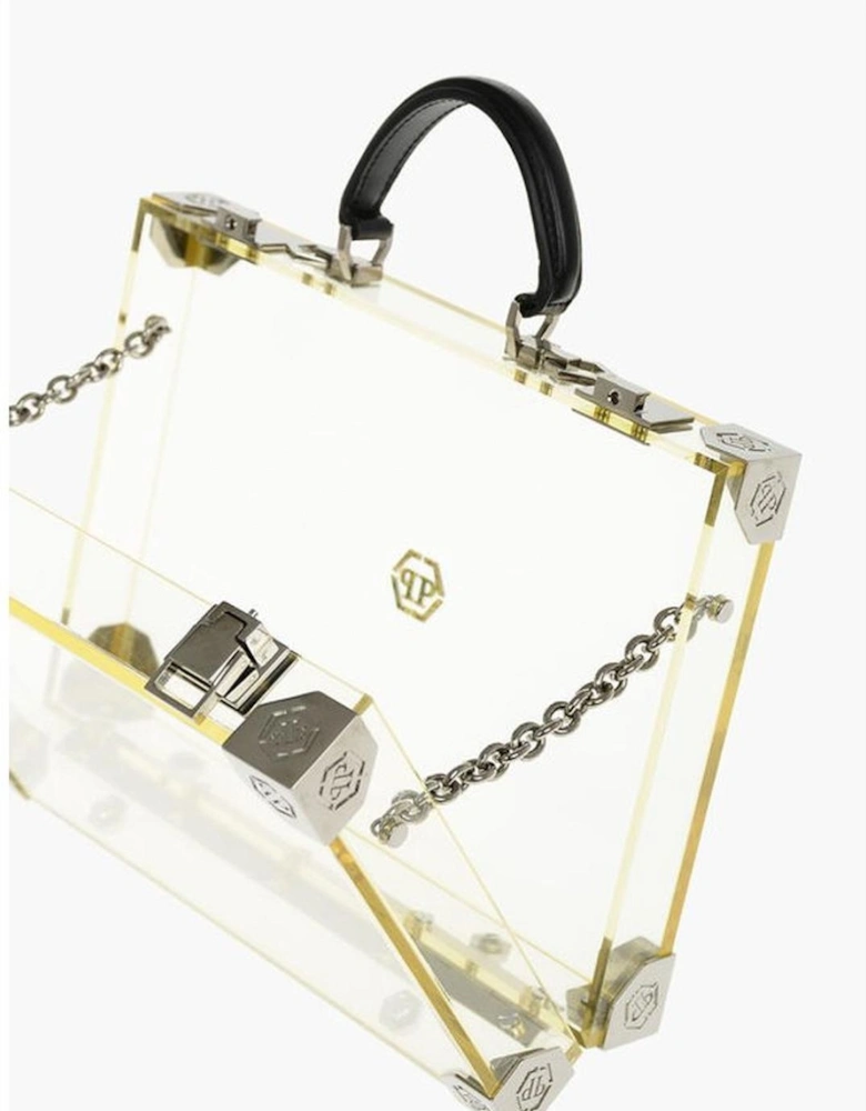 Leather Embroidered Handbag with Removable Shoulder Strap Women -