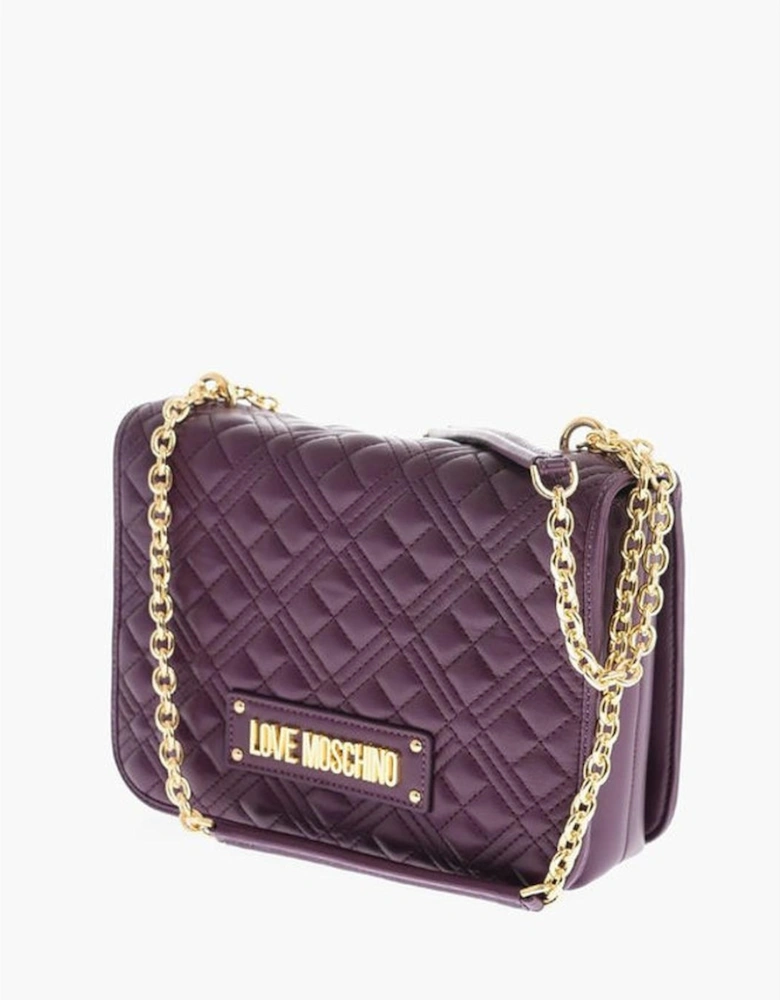 Logo Eco-Leather Shoulder Bag with Zip Closure Women - Purple