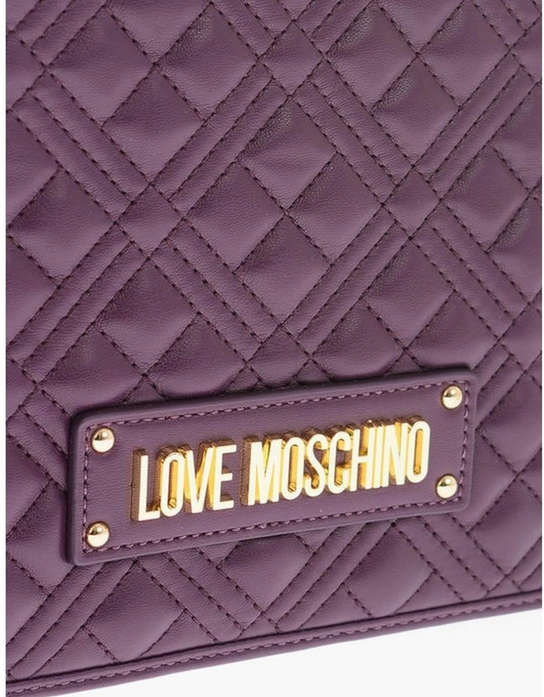 Logo Eco-Leather Shoulder Bag with Zip Closure Women - Purple