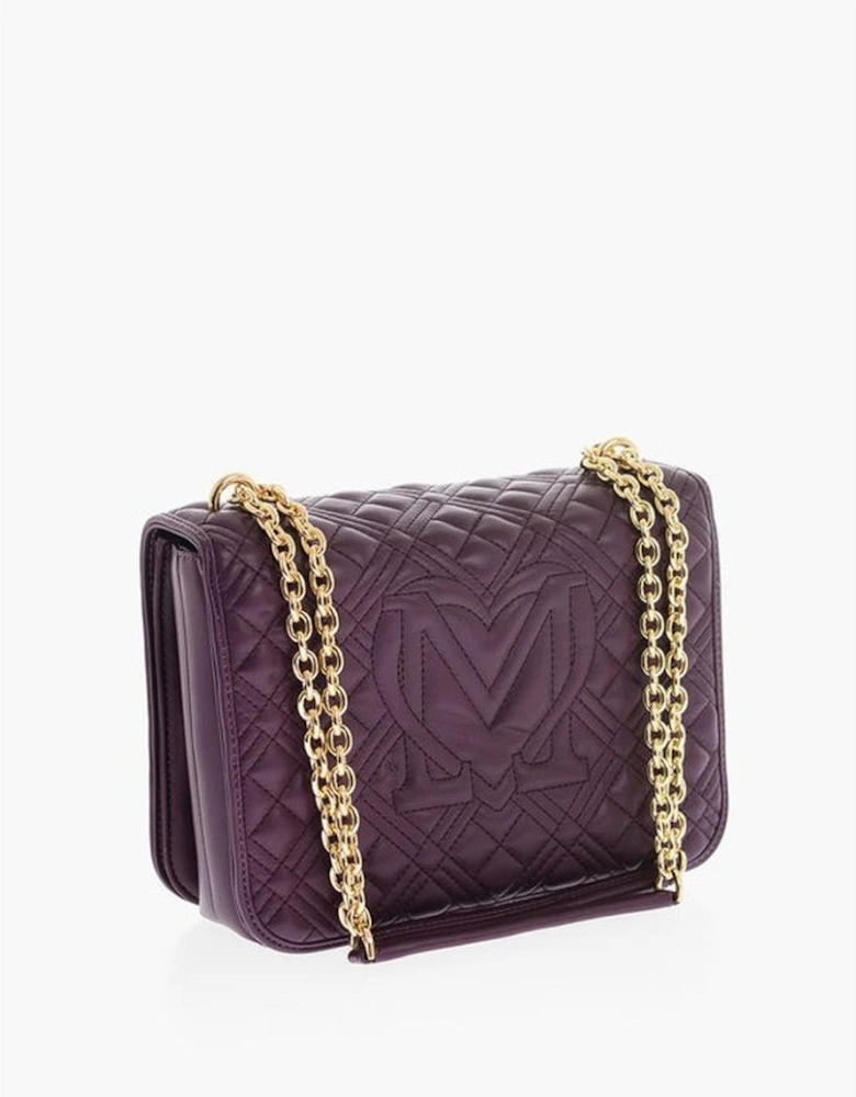Logo Eco-Leather Shoulder Bag with Zip Closure Women - Purple