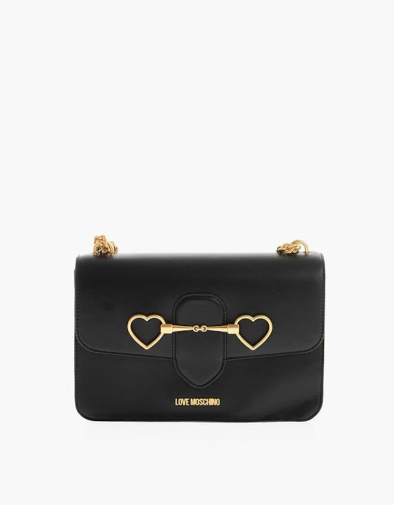 Solid Eco-Leather Shoulder Bag with Zip Closure Women - Black