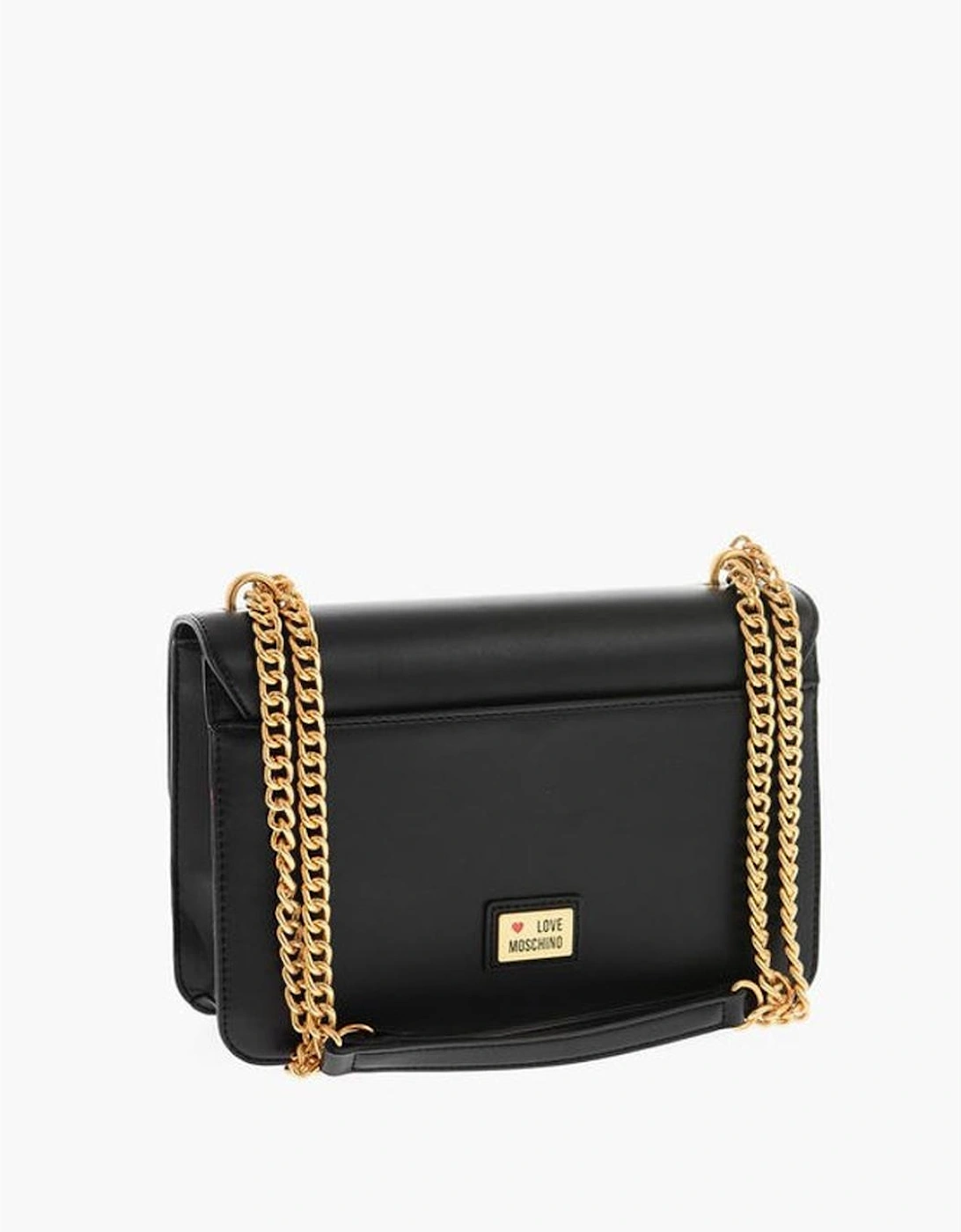 Solid Eco-Leather Shoulder Bag with Zip Closure Women - Black