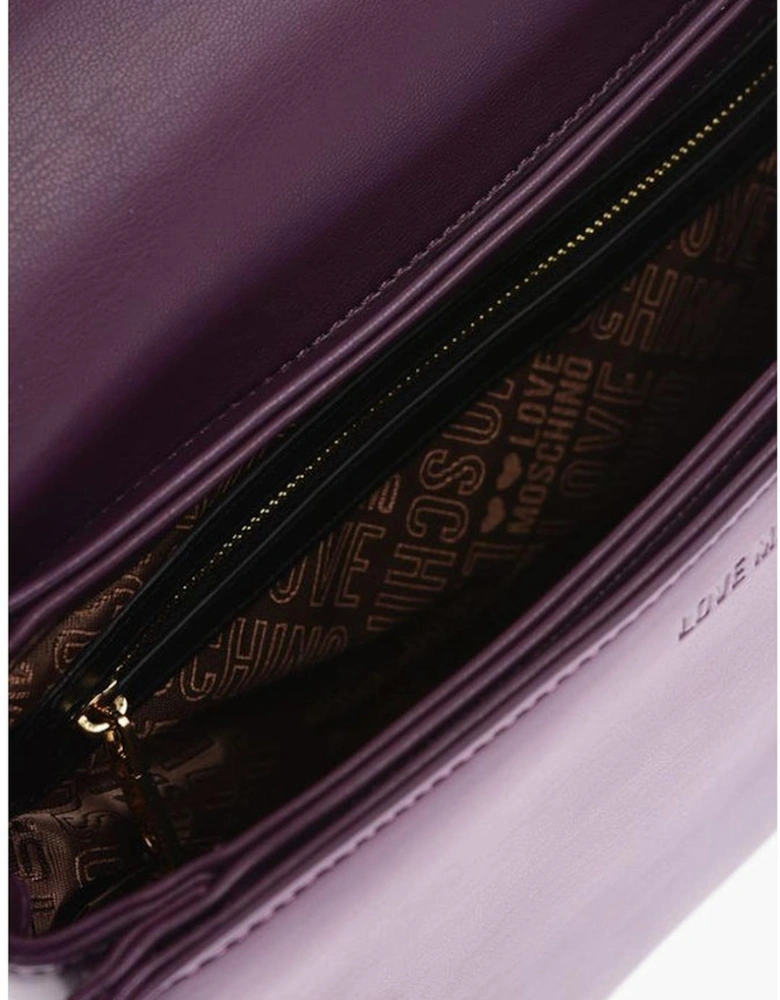 Logo Eco-Leather Shoulder Bag with Zip Closure Women - Purple
