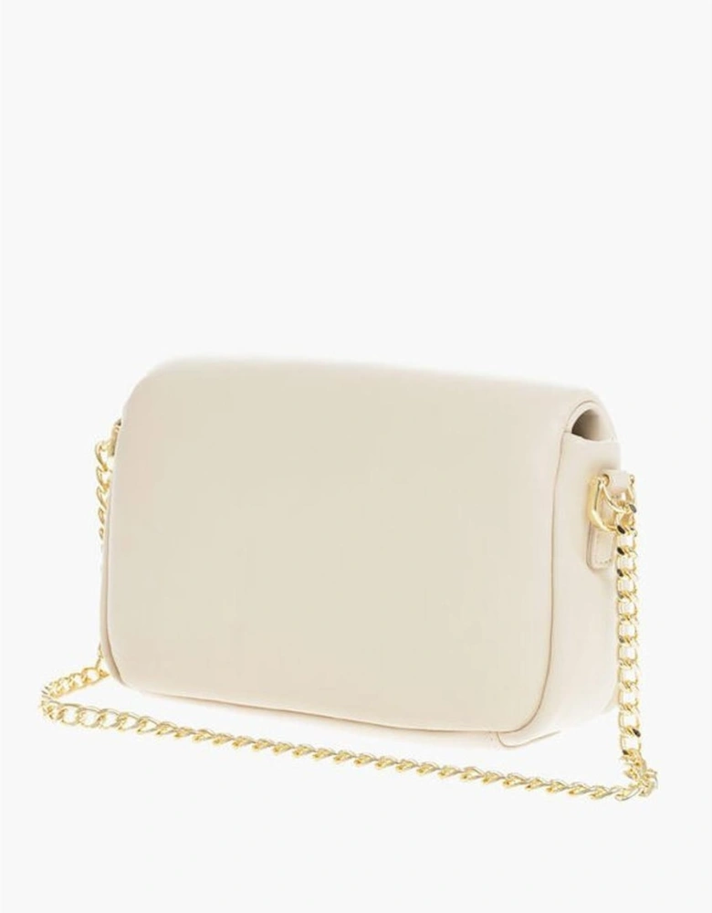 Eco-leather Solid Color Logo Handbag Women - Beige Shoulder Bags
