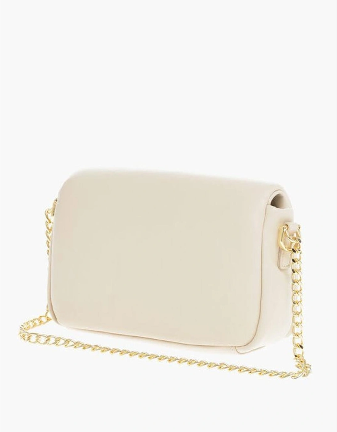 Eco-leather Solid Color Logo Handbag Women - Beige Shoulder Bags