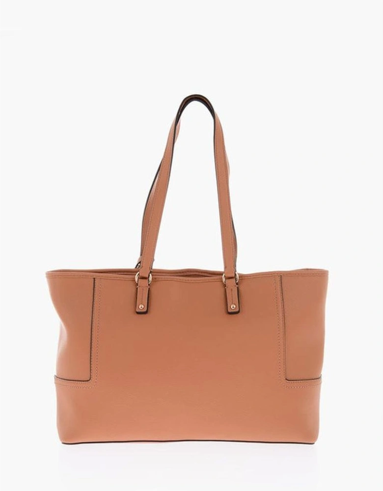 Logo Eco-leather Shoulder Bag with Zip Closure Women - Brown
