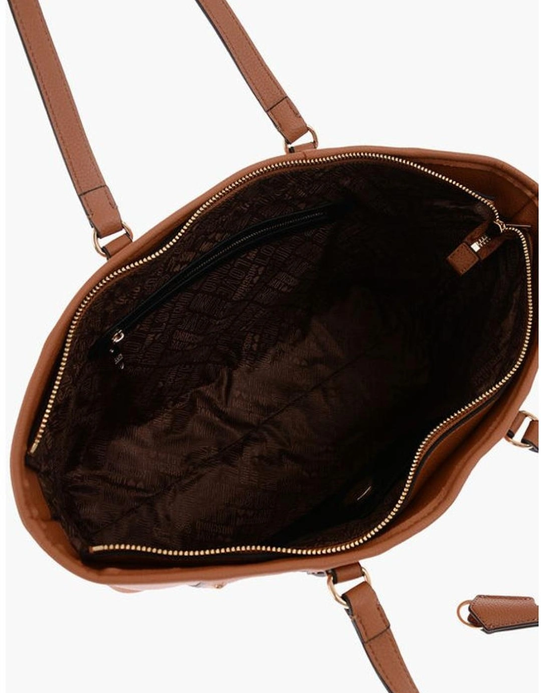 Logo Eco-leather Shoulder Bag with Zip Closure Women - Brown