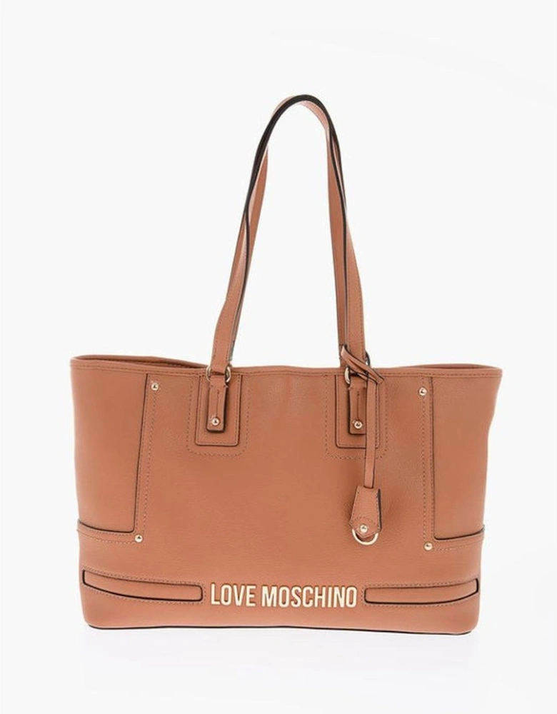 Logo Eco-leather Shoulder Bag with Zip Closure Women - Brown