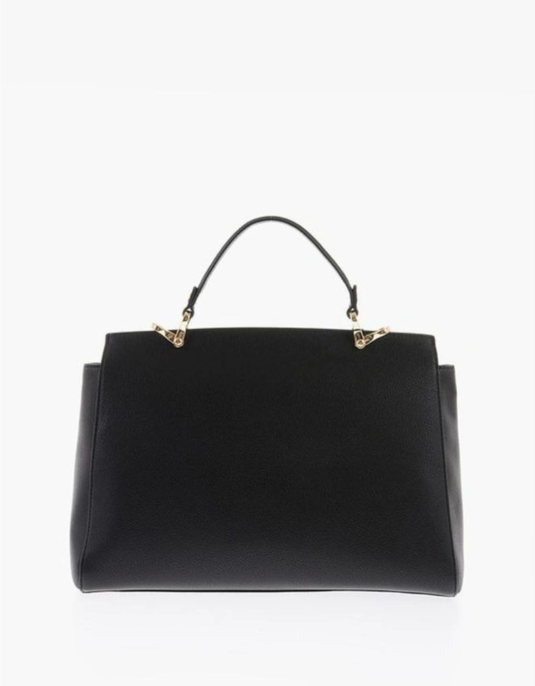Logo Metal Eco-Leather Handbag with Adjustable Strap Women - Black