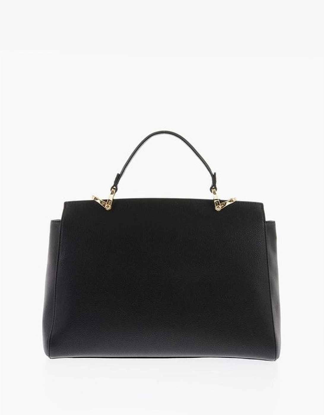 Logo Metal Eco-Leather Handbag with Adjustable Strap Women - Black