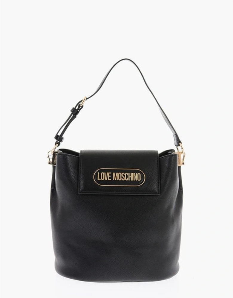 Eco-Leather Shoulder Bag with Adjustable Strap Women - Black