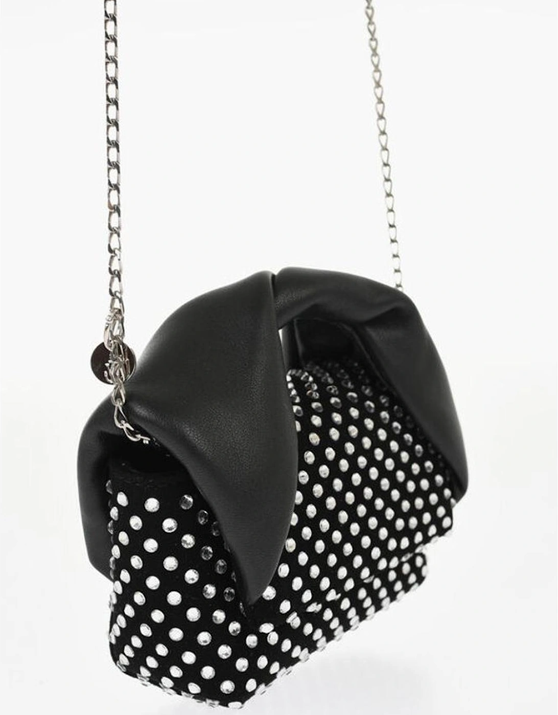 Rhinestone Leather and Suede Shoulder Bag Women - Black