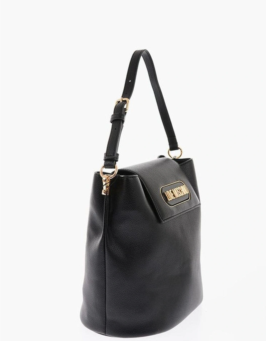 Eco-Leather Shoulder Bag with Adjustable Strap Women - Black