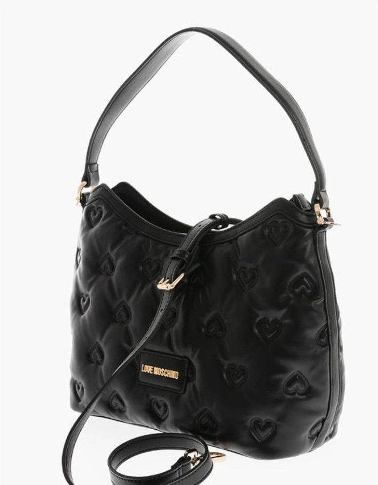 Eco-Leather Solid Shoulder Handbag with Zip Closure Women - Black Tote