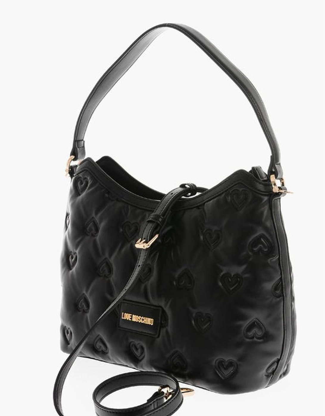 Eco-Leather Solid Shoulder Handbag with Zip Closure Women - Black Tote