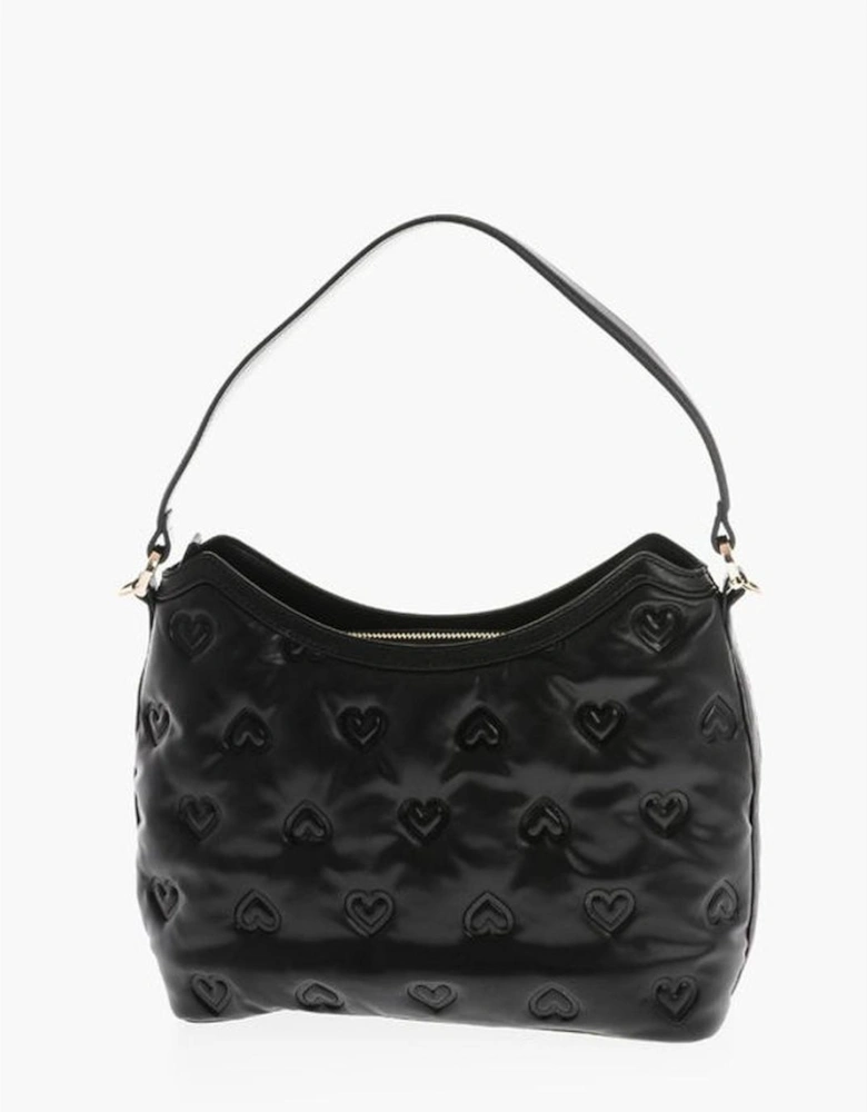 Eco-Leather Solid Shoulder Handbag with Zip Closure Women - Black Tote