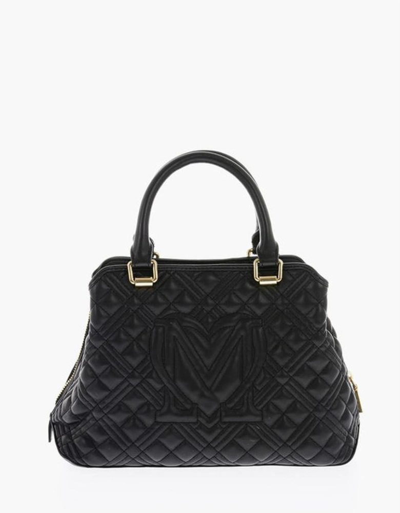 Solid Eco-Leather Handbag with Adjustable Shoulder Strap Women - Black