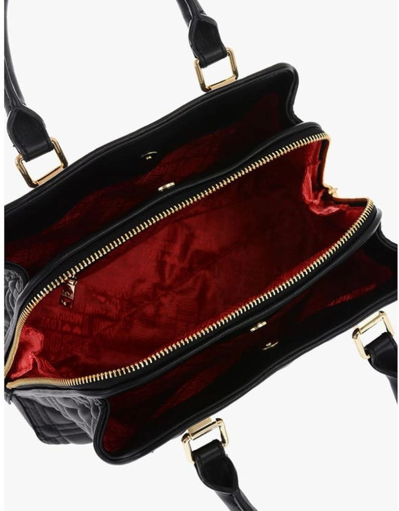 Solid Eco-Leather Handbag with Adjustable Shoulder Strap Women - Black