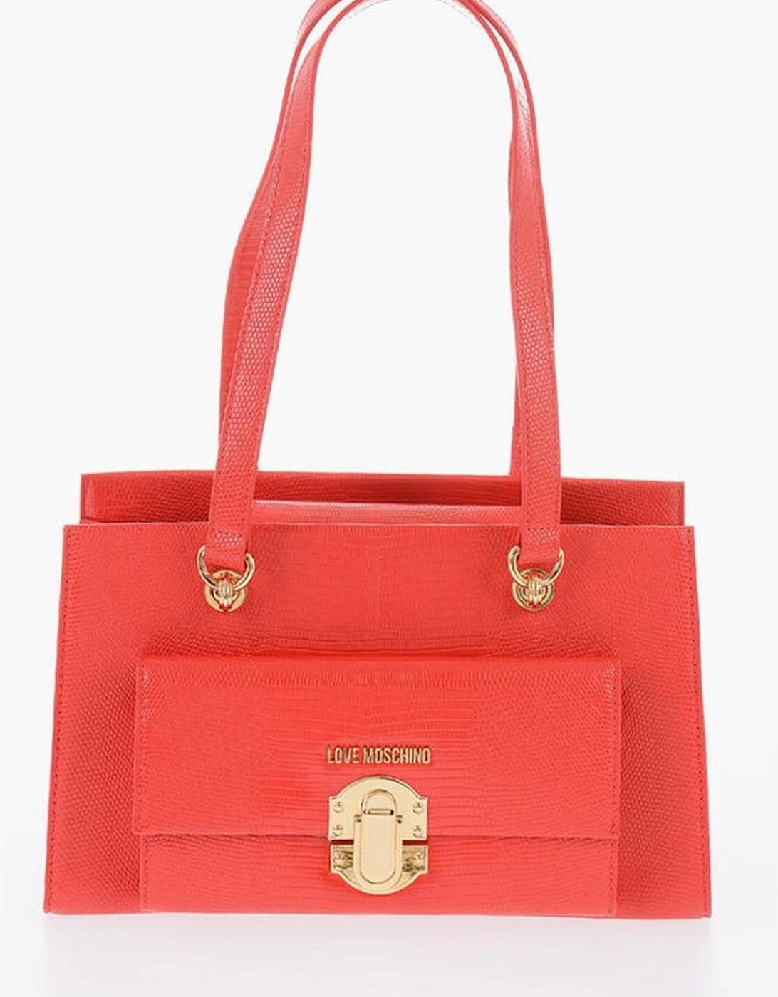 Eco-Leather Logo Shoulder Bag with Zip Closure Women - Red, 6 of 5