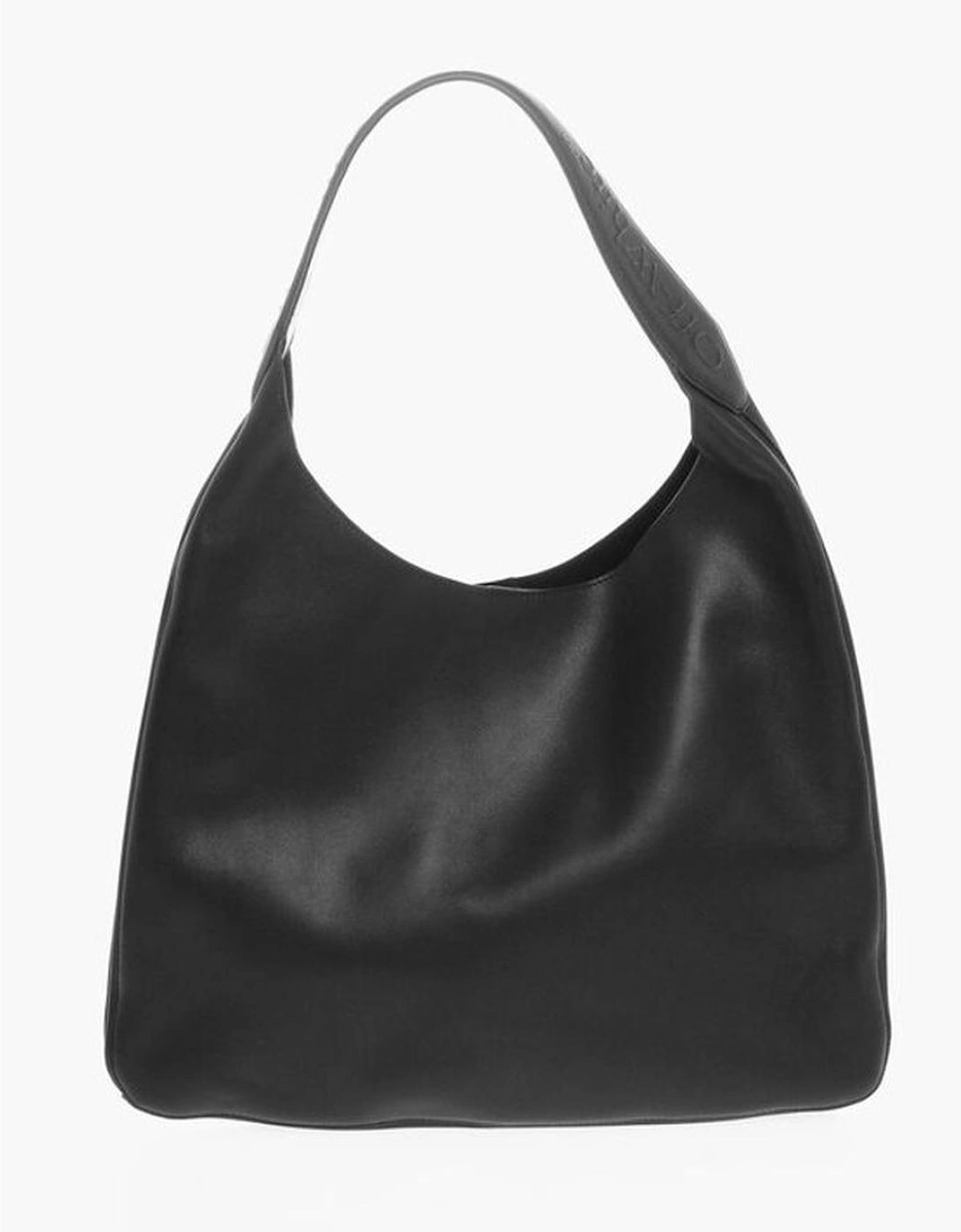 Leather Solid Logo Shoulder Bag Women - Black, 5 of 4