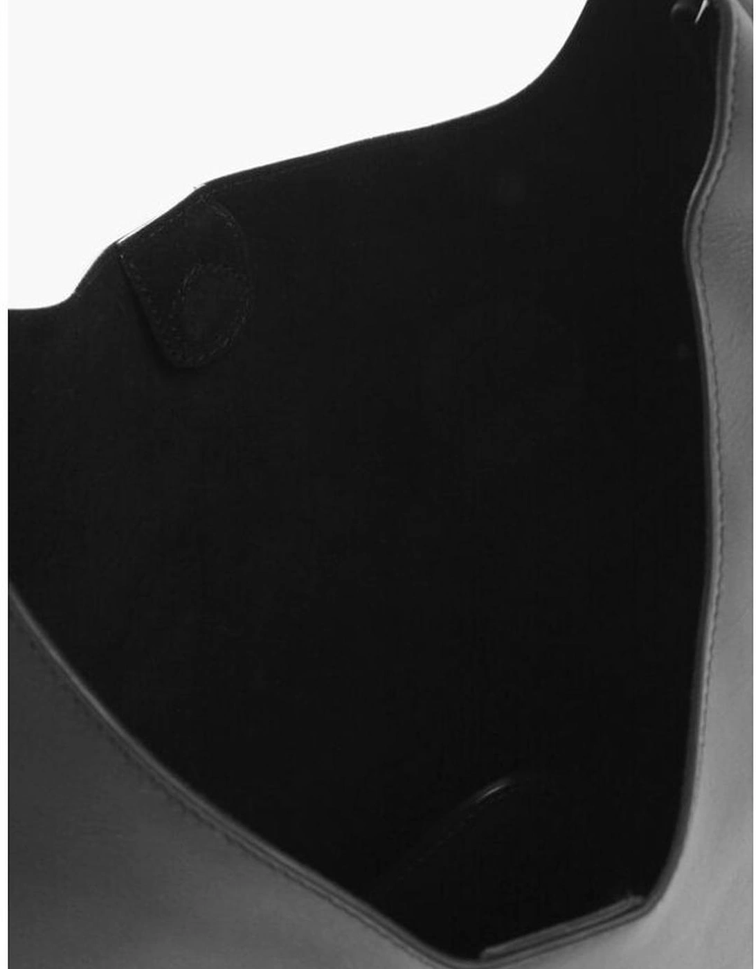 Leather Solid Logo Shoulder Bag Women - Black