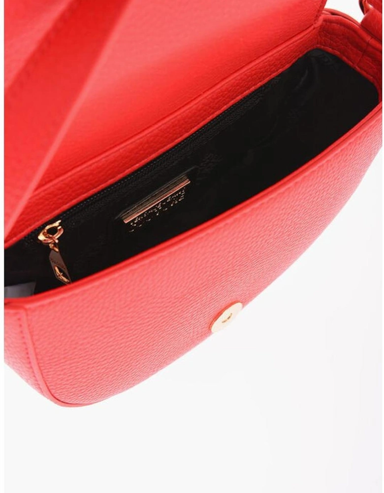 Solid Metal Logo Eco-Leather Shoulder Bag Women - Red