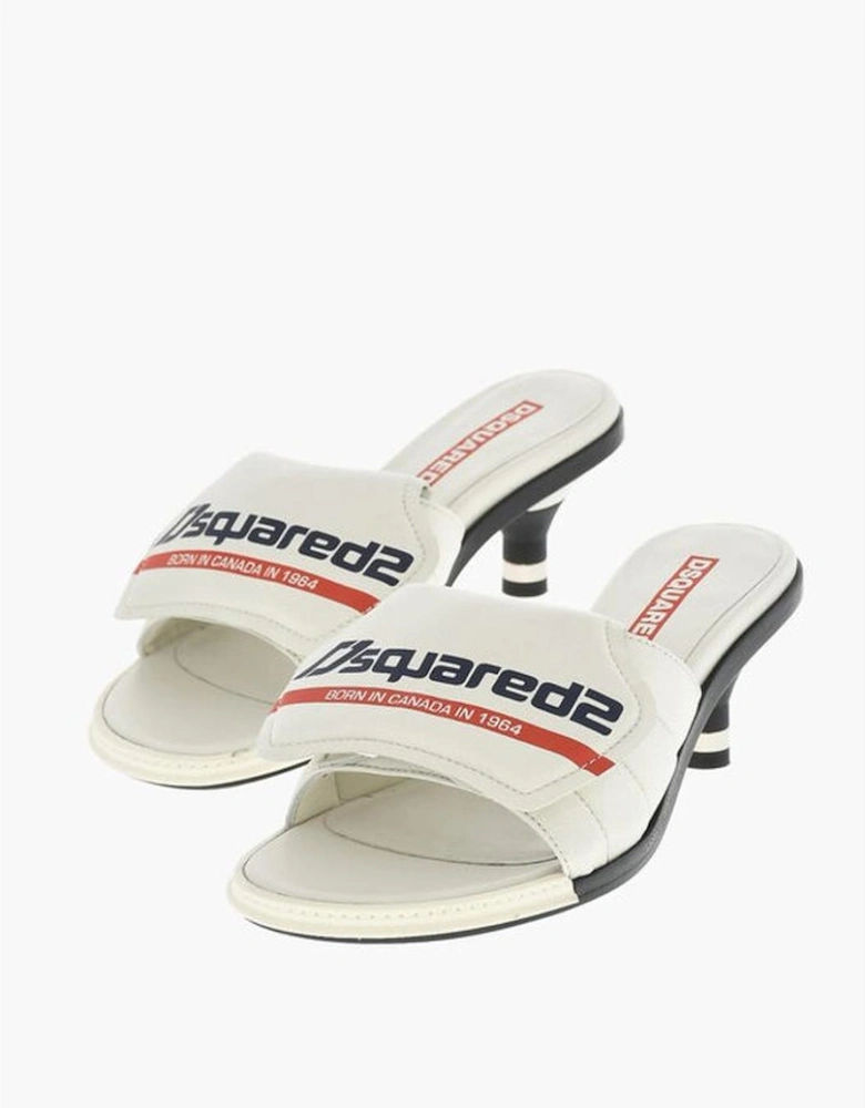 Leather Cone-Heel Round-Toe Shoes Women - White Sandals