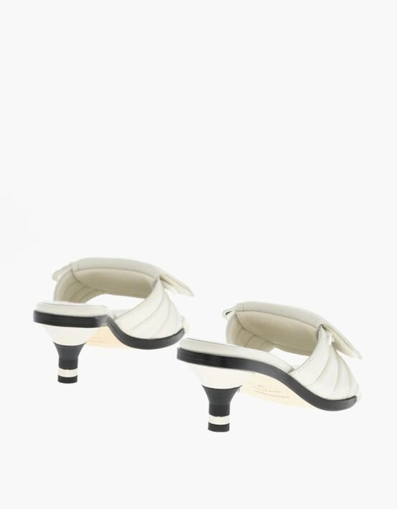 Leather Cone-Heel Round-Toe Shoes Women - White Sandals