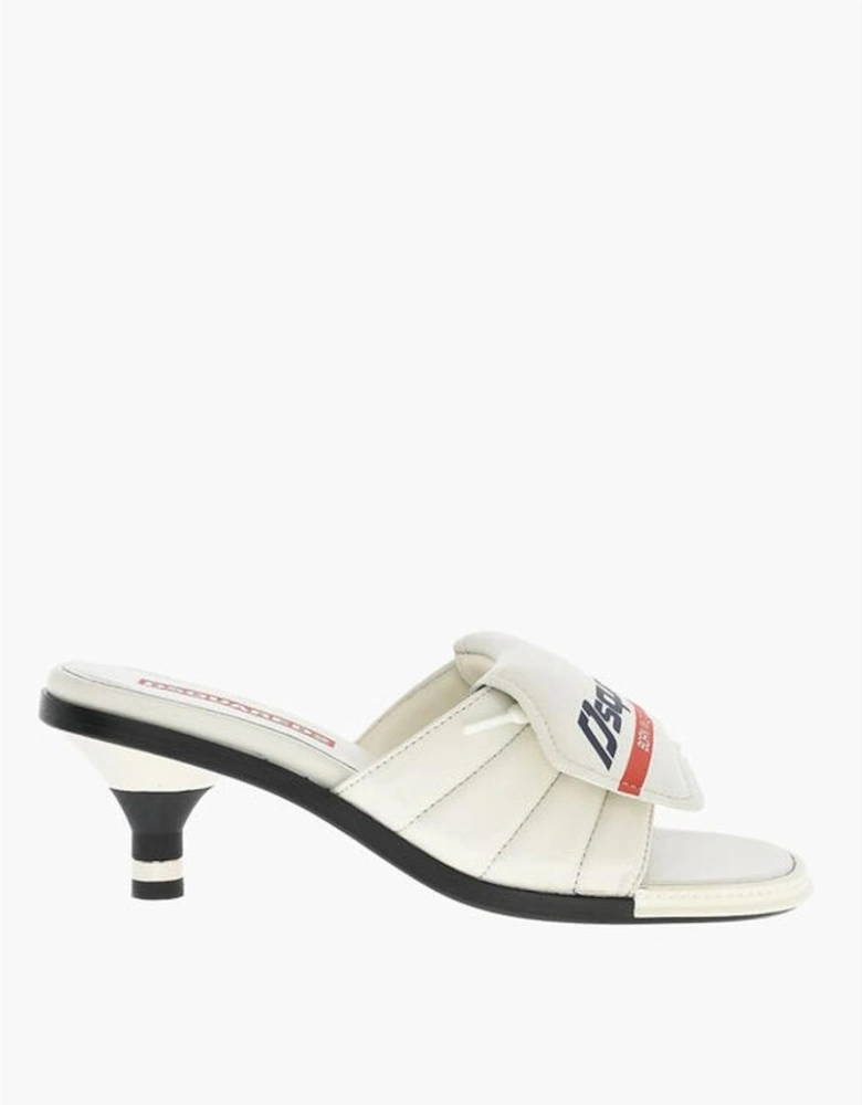 Leather Cone-Heel Round-Toe Shoes Women - White Sandals
