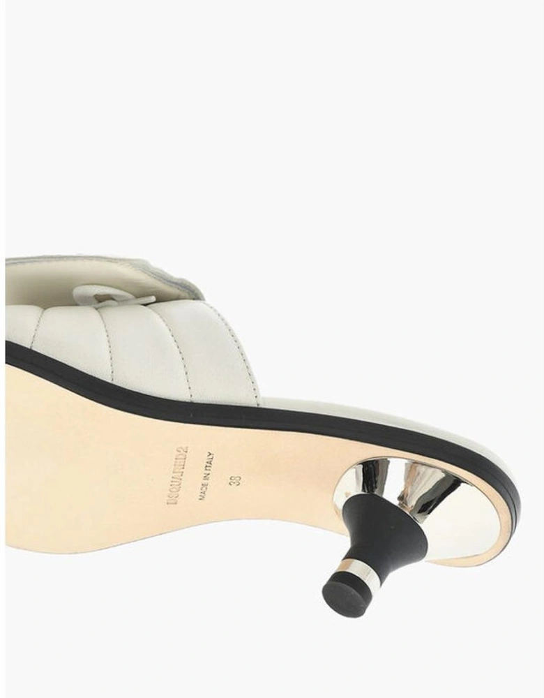 Leather Cone-Heel Round-Toe Shoes Women - White Sandals