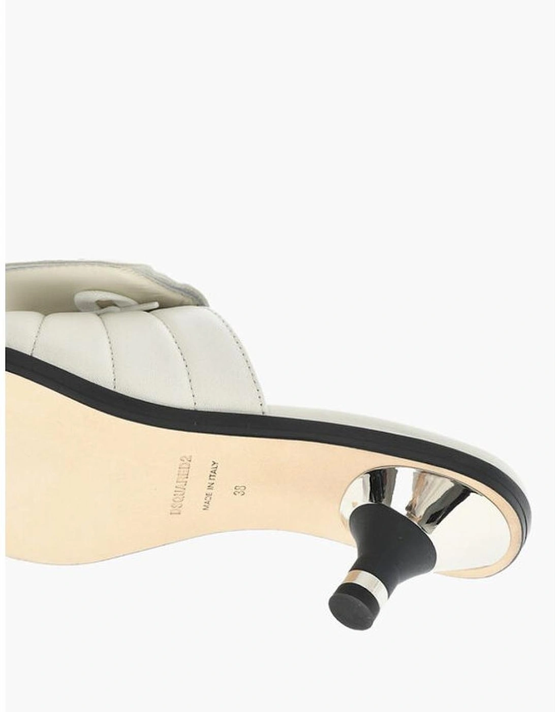 Leather Cone-Heel Round-Toe Shoes Women - White Sandals