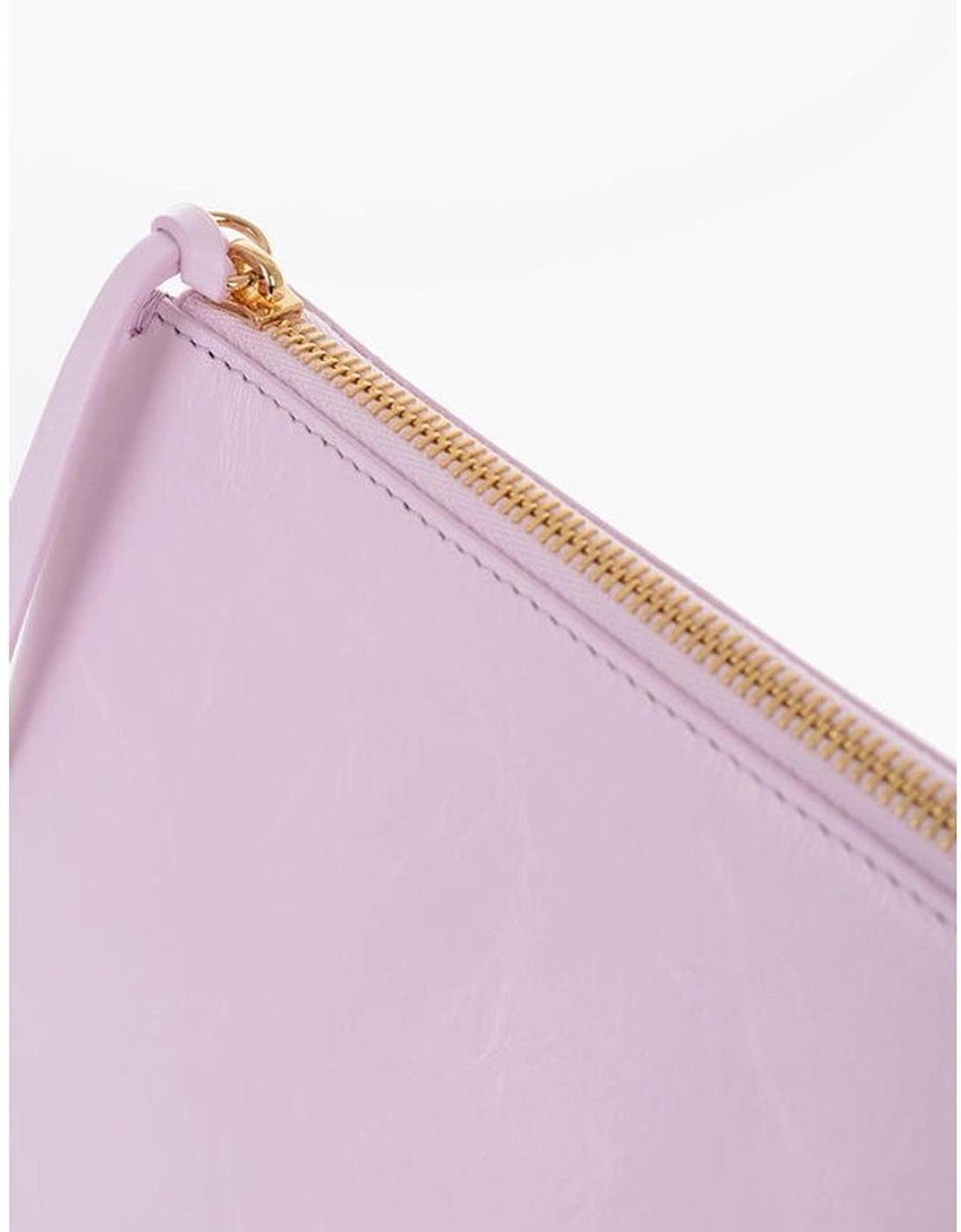 Leather Logo Solid Color Zip Closure Handbag Women - Multicolor Clutch