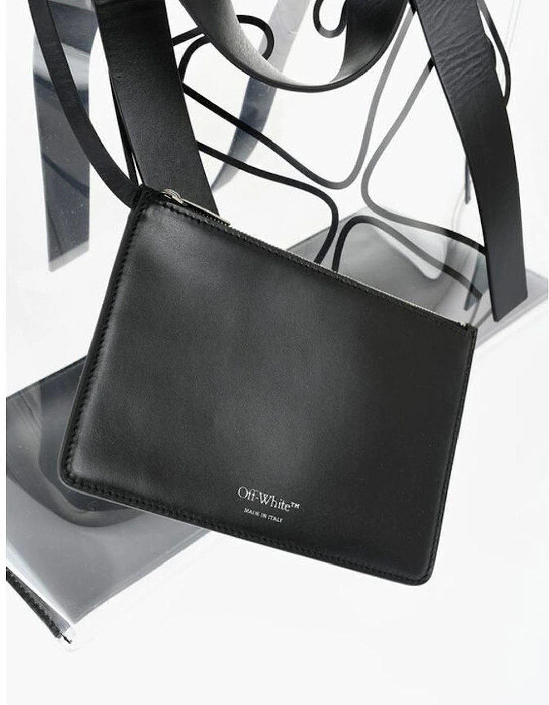 See Through Logo Print Leather Handbag Women - Black Tote Bags