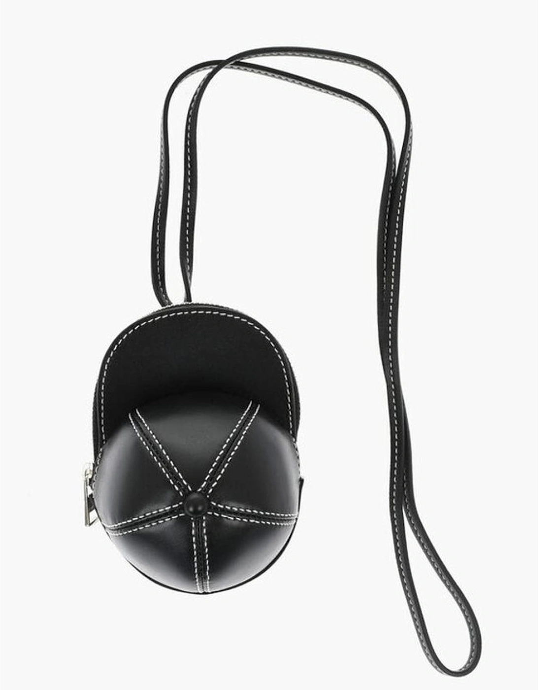 Leather Shoulder Bag with Contrasting Stitch Detailing Women - Black, 5 of 4