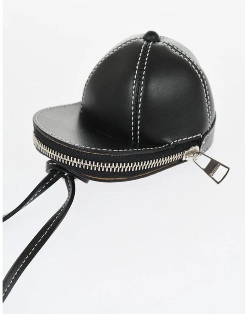 Leather Shoulder Bag with Contrasting Stitch Detailing Women - Black
