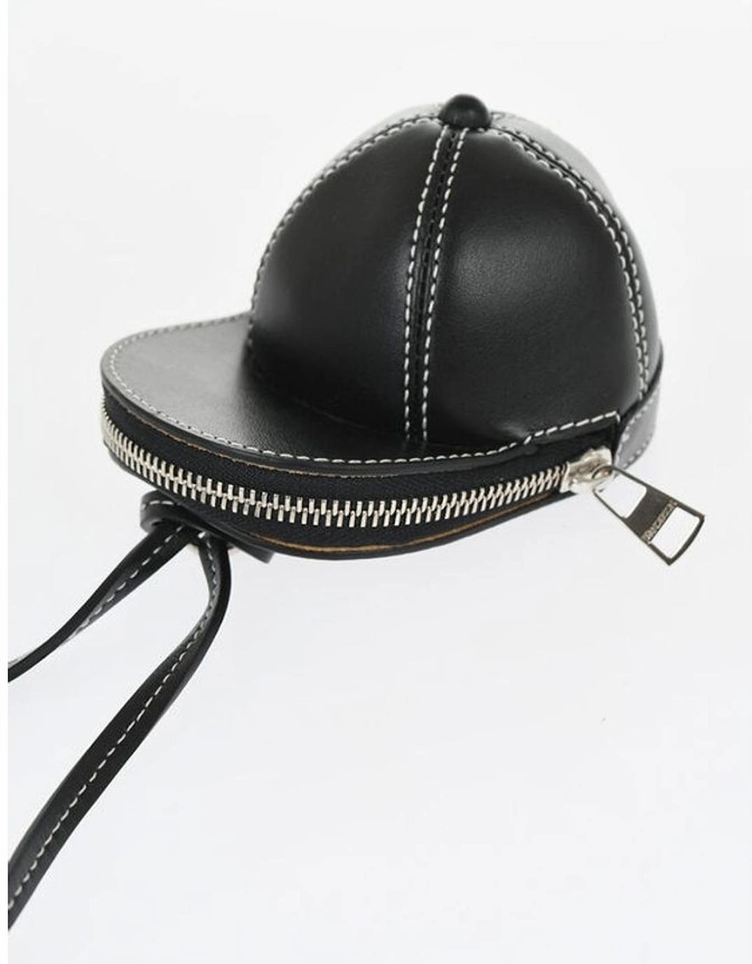 Leather Shoulder Bag with Contrasting Stitch Detailing Women - Black