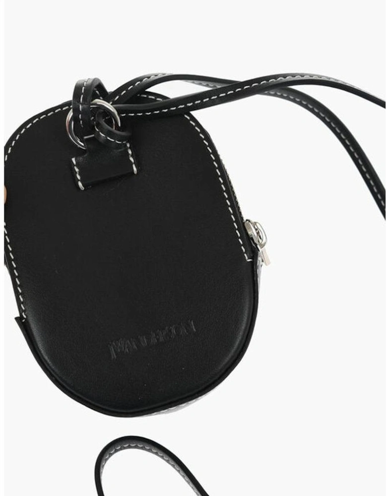 Leather Shoulder Bag with Contrasting Stitch Detailing Women - Black
