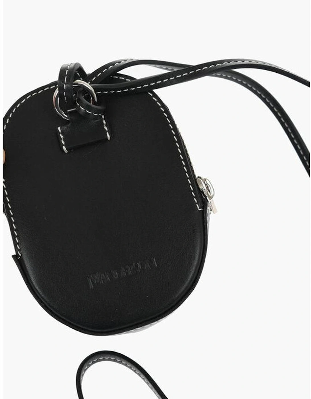 Leather Shoulder Bag with Contrasting Stitch Detailing Women - Black