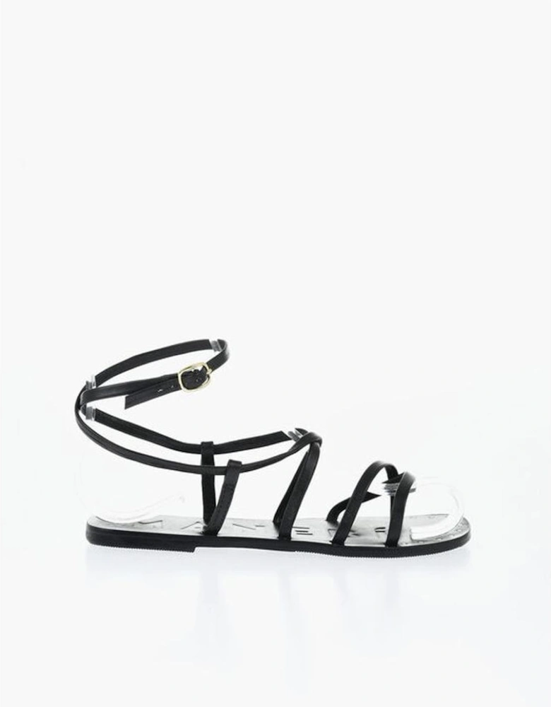 Leather Studded Rubber Sole Sneakers Women - Black Sandals