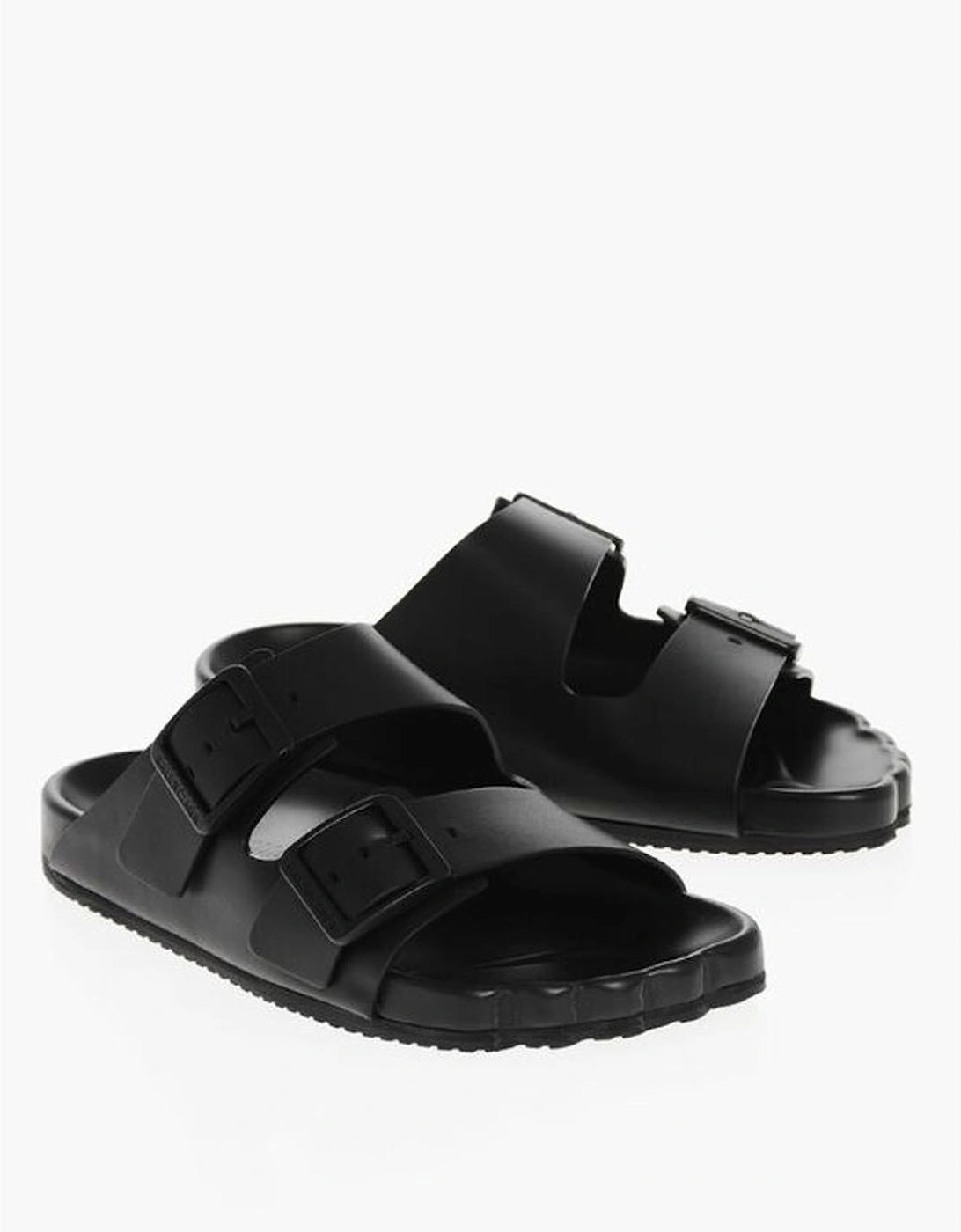 Leather Sandals with Buckles and Rubber Sole Women - Black, 6 of 5