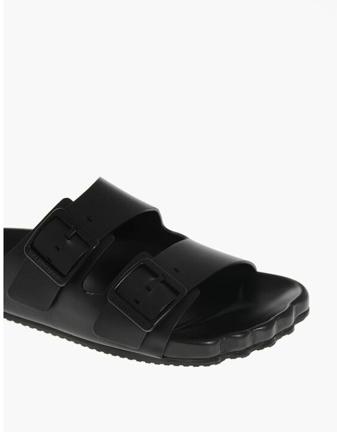 Leather Sandals with Buckles and Rubber Sole Women - Black