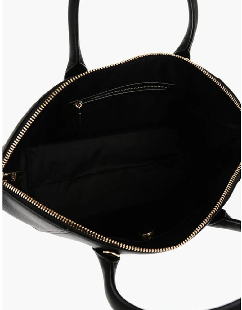Logo Metal Solid Handbag with Adjustable Strap Women - Black Tote Bags