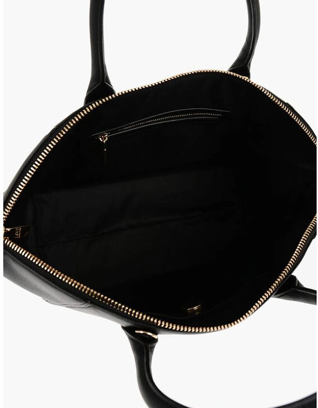 Logo Metal Solid Handbag with Adjustable Strap Women - Black Tote Bags