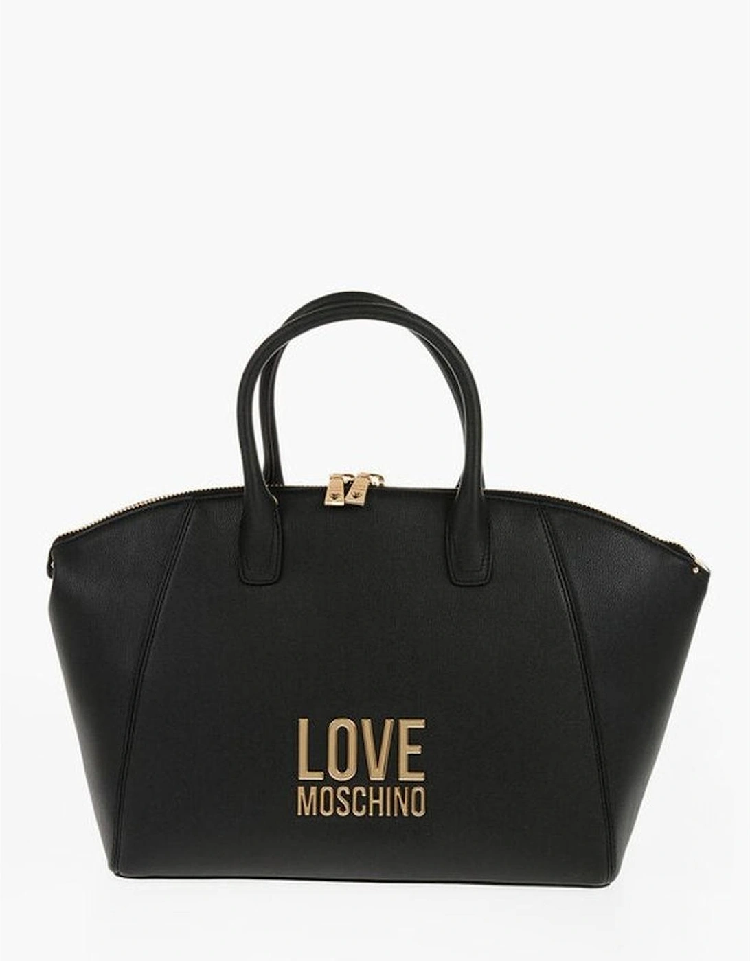 Logo Metal Solid Handbag with Adjustable Strap Women - Black Tote Bags, 5 of 4