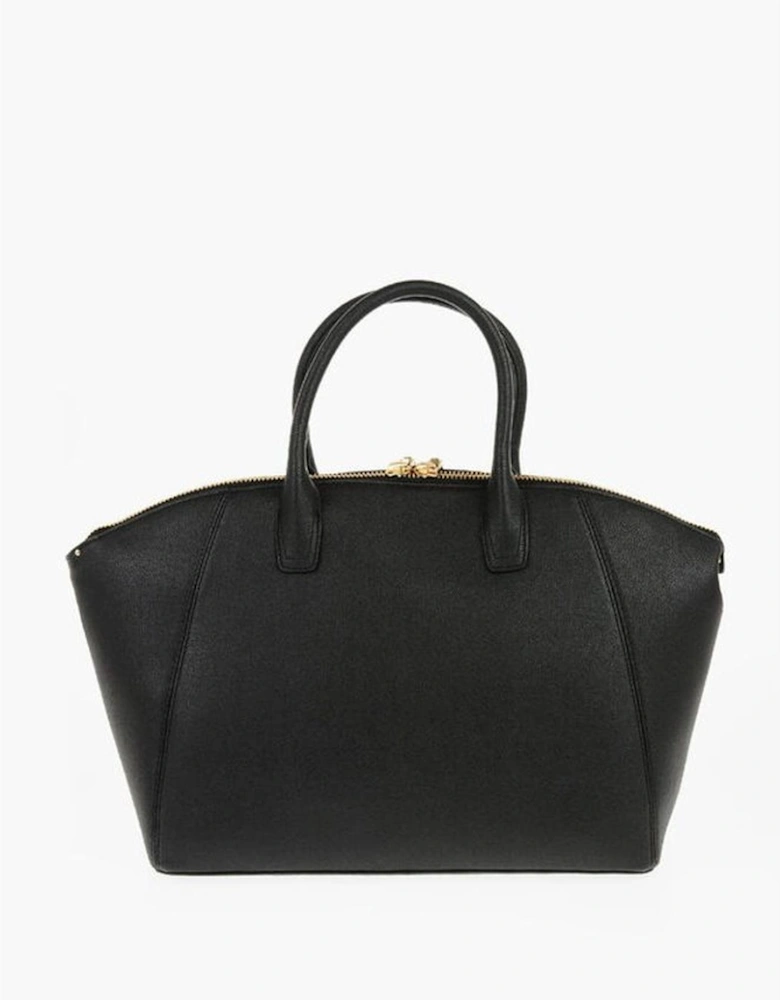 Logo Metal Solid Handbag with Adjustable Strap Women - Black Tote Bags