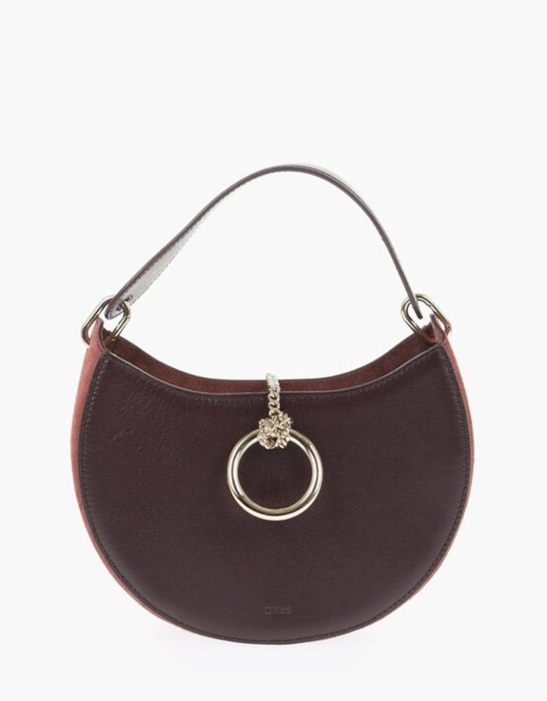 Leather Shoulder Bag with Removable Strap Women - Burgundy
