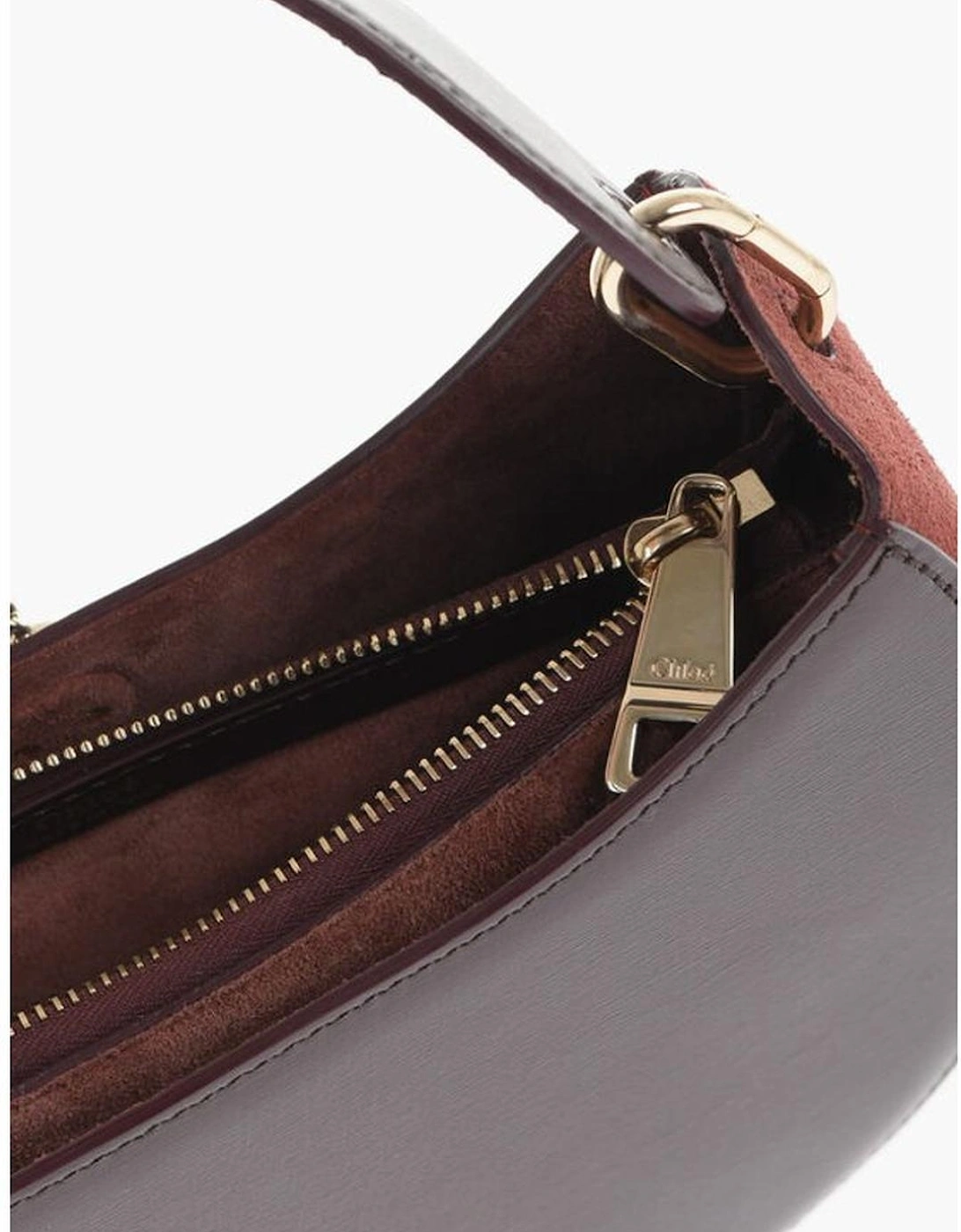 Leather Shoulder Bag with Removable Strap Women - Burgundy
