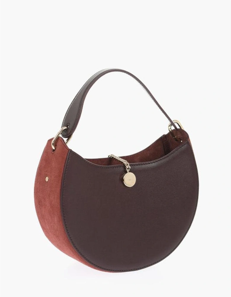 Leather Shoulder Bag with Removable Strap Women - Burgundy