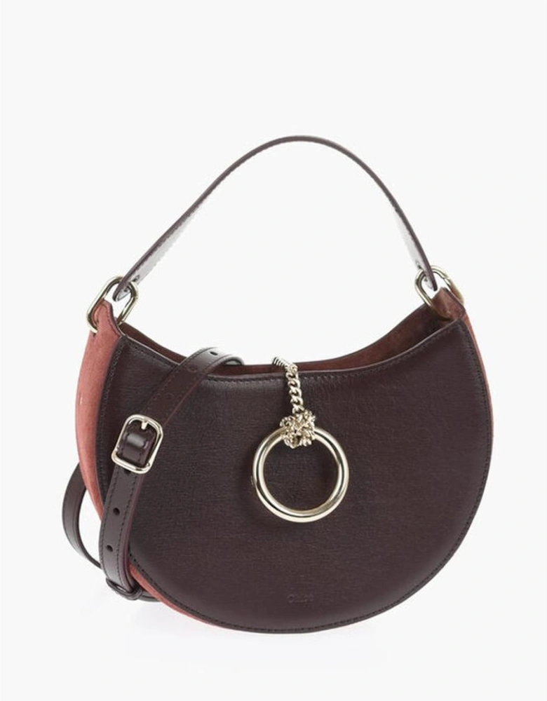Leather Shoulder Bag with Removable Strap Women - Burgundy