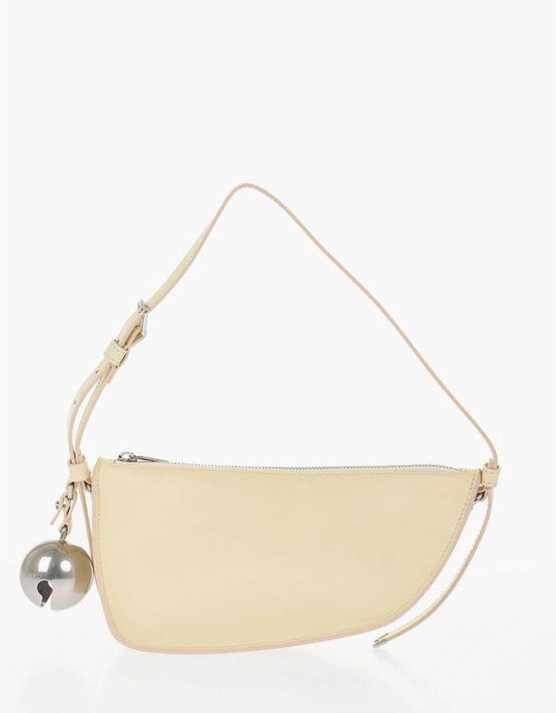 Leather Shoulder Bag with Charms and Zip Closure Women - Beige, 5 of 4